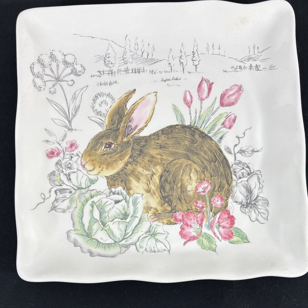 Floral Rabbit Decorative Plate - Picture 4 of 6